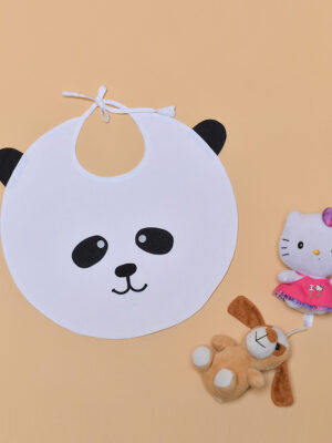 Organic Cotton White Panda Bib