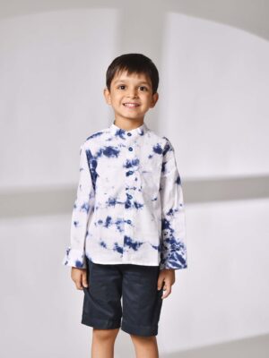 Fit Tie-Dyed Blue Casual Shirt