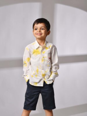 Fit Tie-Dyed Yellow Casual Shirt