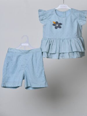 Sea green top n shorts