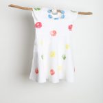 Painted sleeveless dress in white