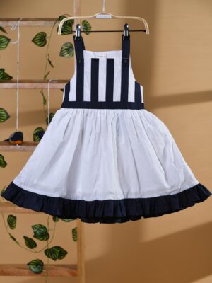 White frock with blue patches