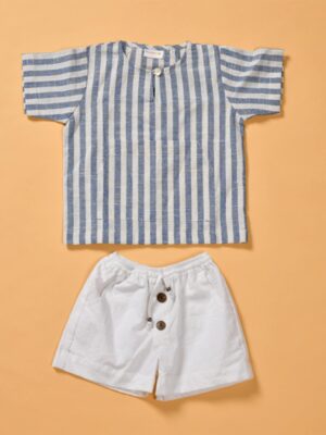 Stripped shirt with white shorts