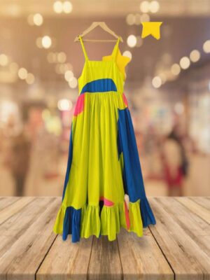Multi coloured mustard gown