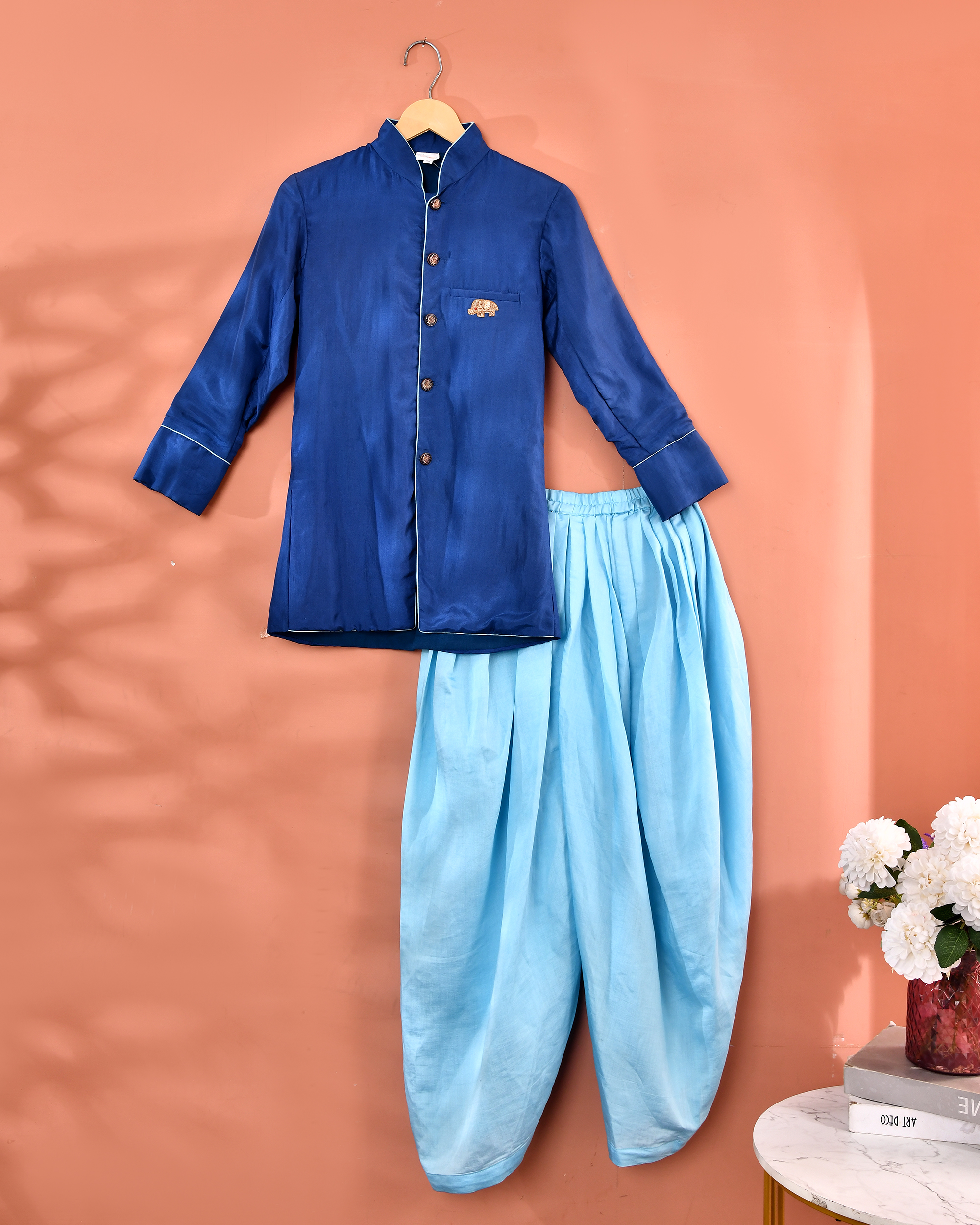 Kurta Dhoti With  Elephant Brooch
