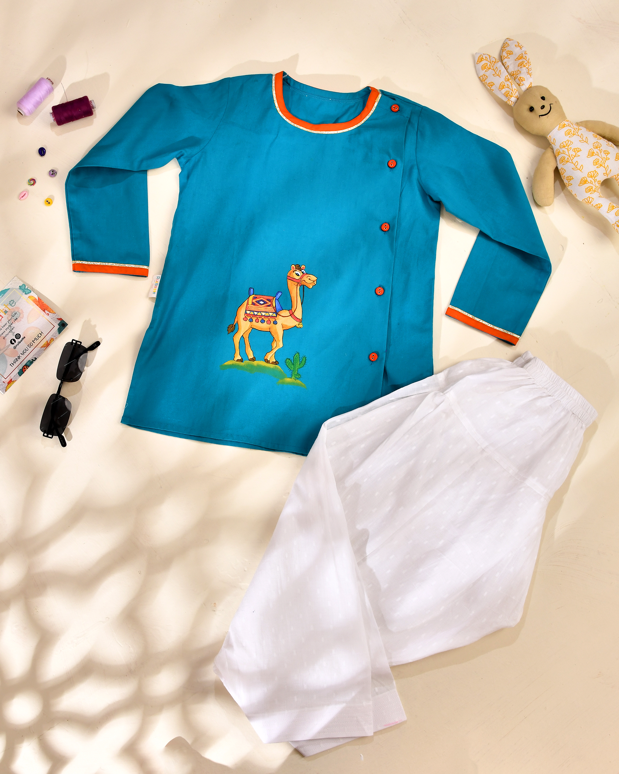 Camel Handpaint Kurta Pajama