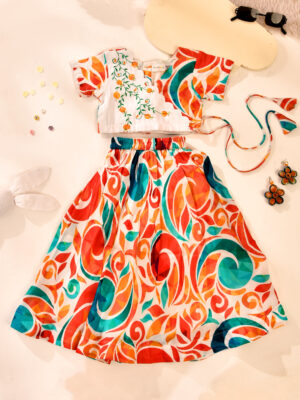 Cutwork Pure Silk Lehnga With Crop Top