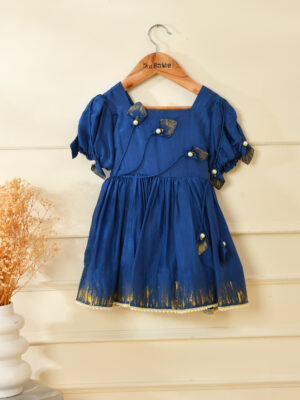 Golden Handpaint With Pearl Frock