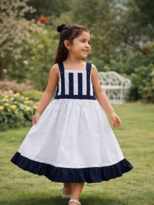 White & Black Cotton Frock